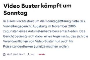 Video Buster kämpft um Sonntag