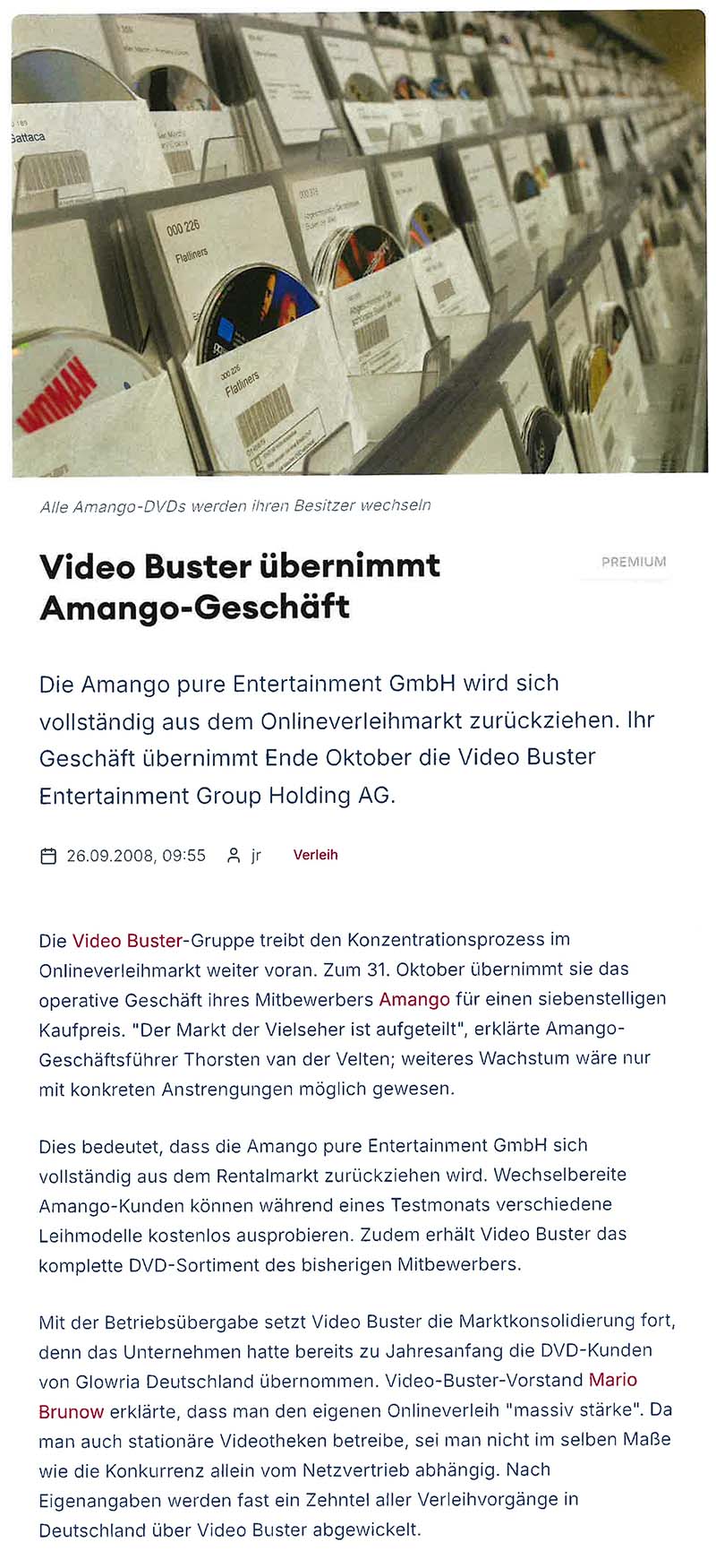 Video Buster übernimmt Amango-Geschäft