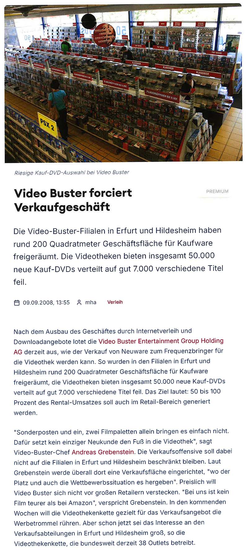 Video Buster fociert Verkaufgeschäft