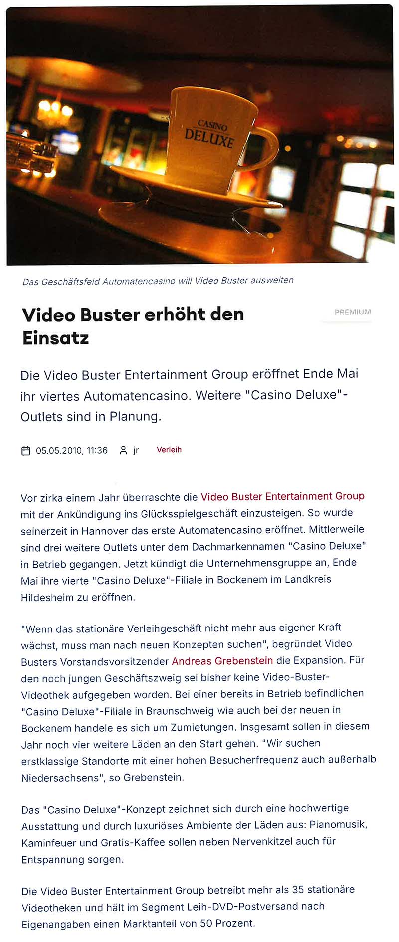 Video Buster erhöht den Einsatz