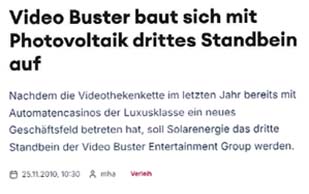 Video Buster baut sich mit Photovoltaik drittes Standbein auf