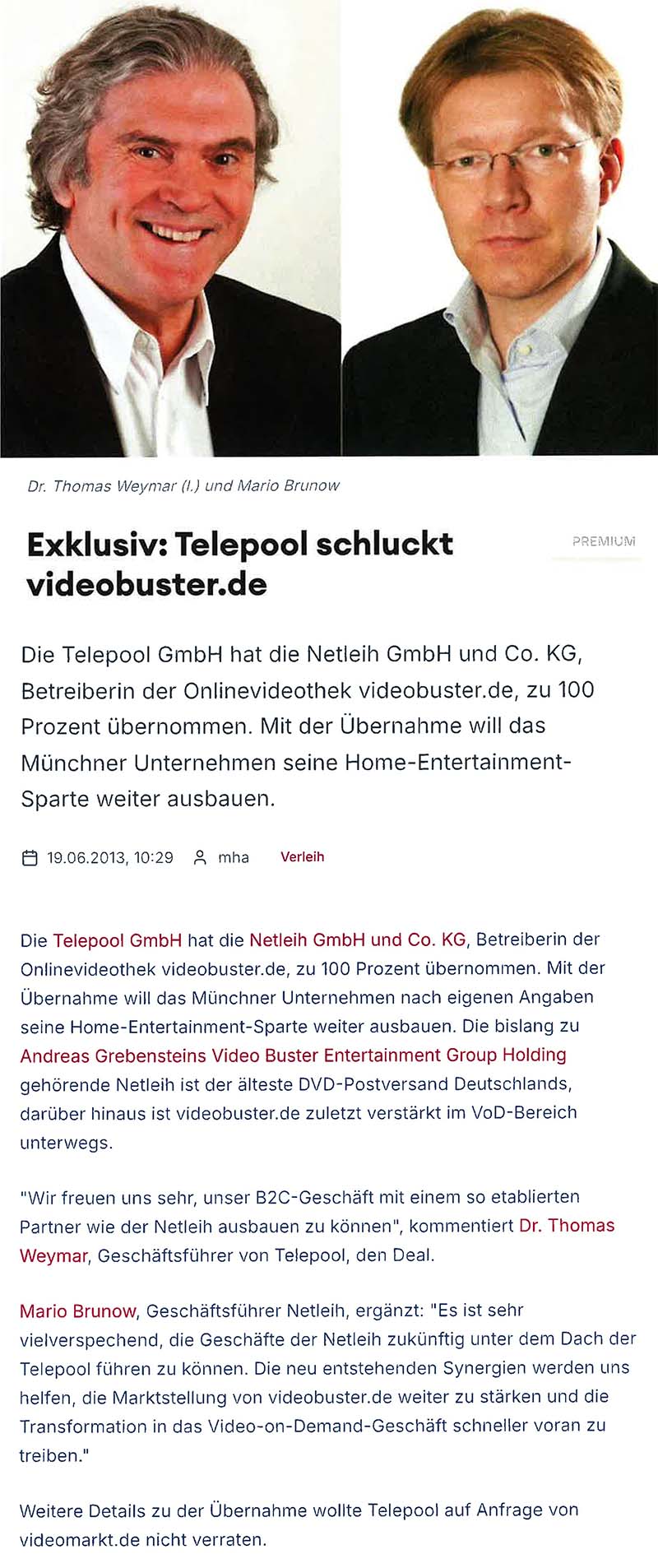 Telepool schluckt videobuster.de