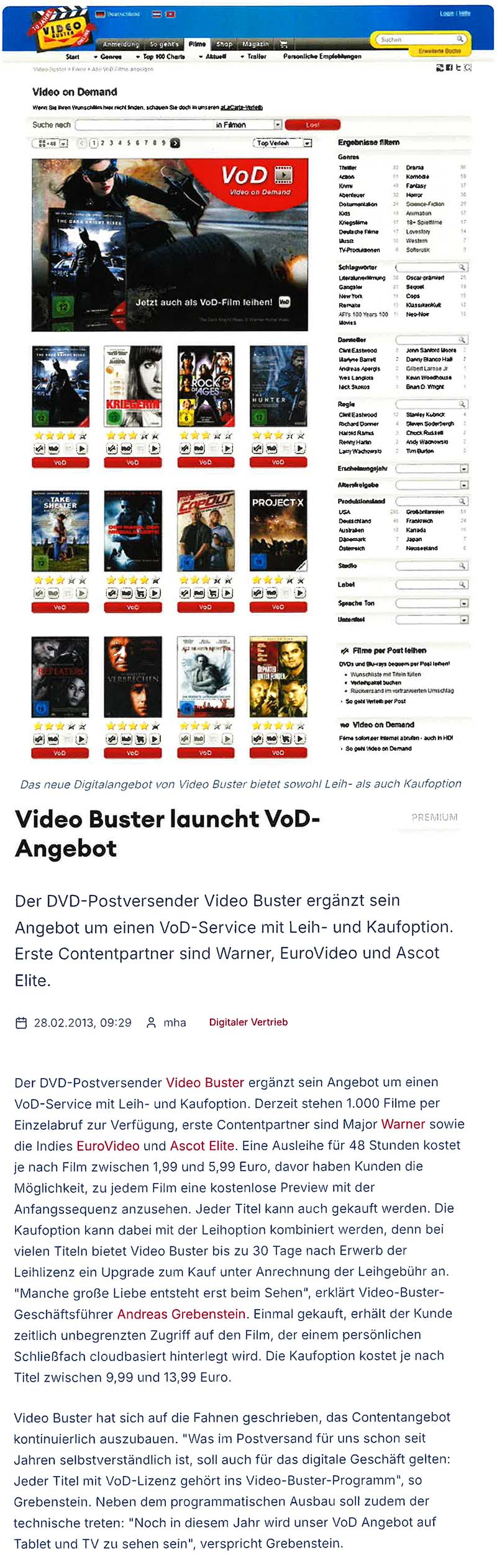 Video Buster launcht VoD-Angebot